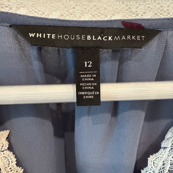 White House Black Market Floral Bell Sleeve Blouse Size 12 - Picture 3 of 6